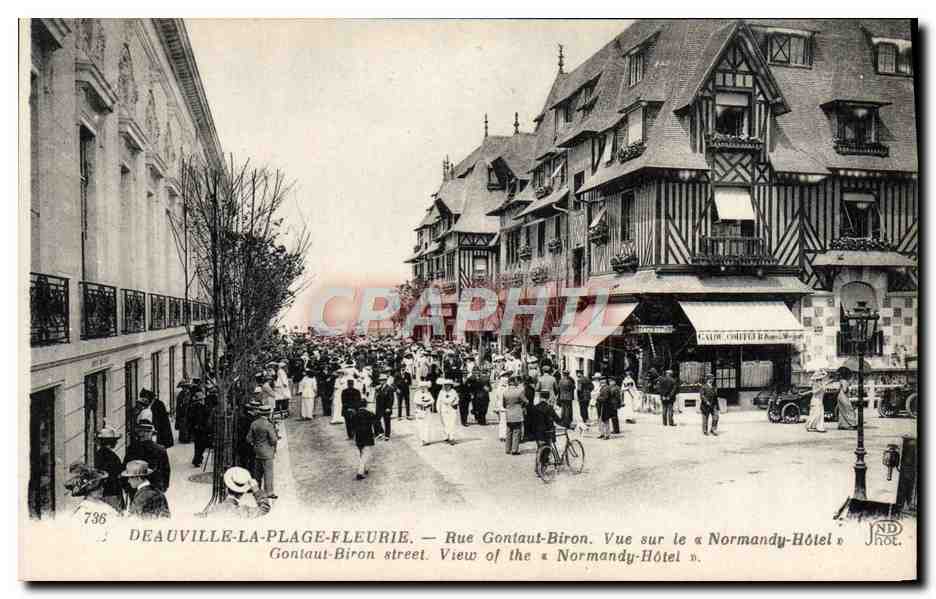 Deauville-La-Plage-Fleurie — Rue Gontaut-Biron vue sur le « Normandy-Hôtel » — ND Hot. n°736