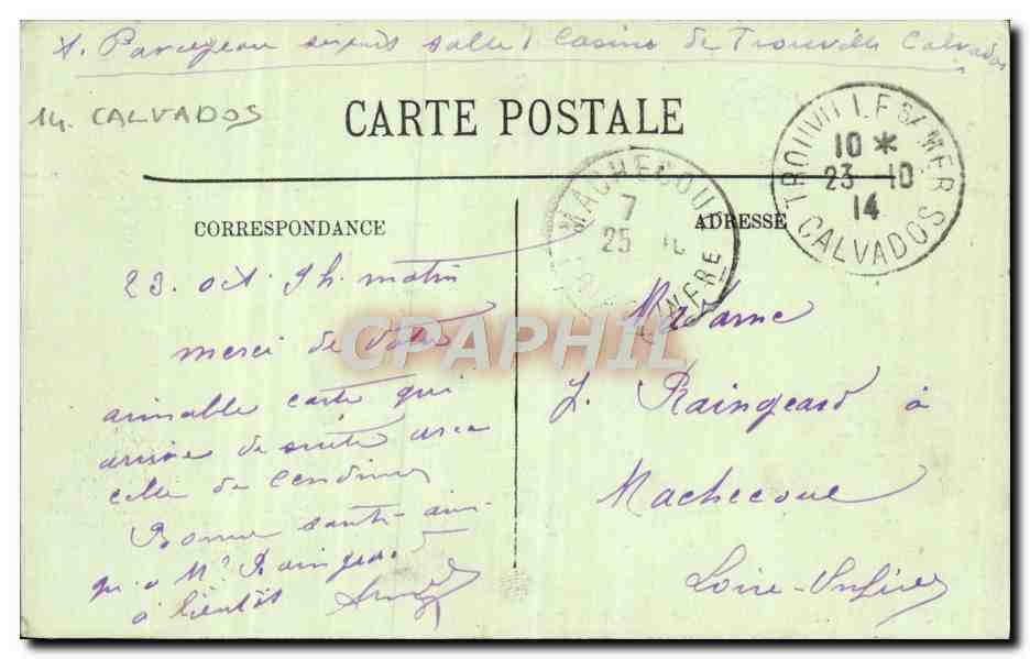 Deauville — Rues de l'Écluse et du Casino — LL. — N° 252 — Verso