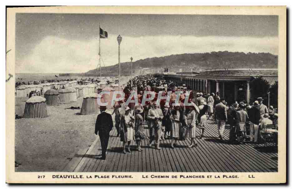 Deauville, la Plage Fleurie — Le Chemin de Planches et la Plage — LL, n° 217