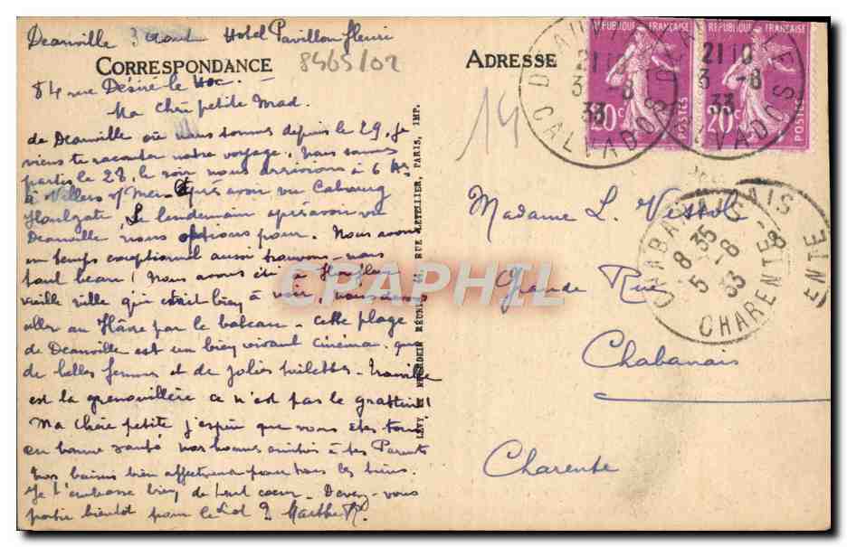 Deauville, la Plage Fleurie — Le Chemin de Planches et la Plage — LL, n° 217 — Verso