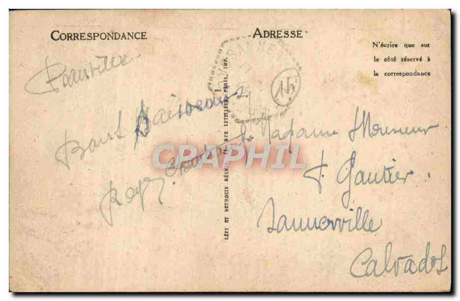 Deauville, la Plage Fleurie — Le Chemin de Planches et la Plage — LL, n°217 — Verso