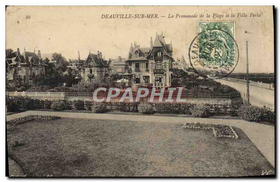 Deauville-sur-Mer — La Promenade de la Plage et la Villa Perla — éditeur Deauville