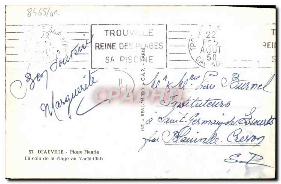 CPA Deauville Plage fleurie un coin de la plage au yacht club — Verso