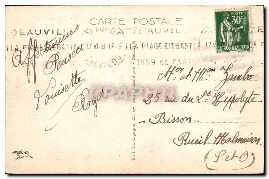 Deauville, la Plage Fleurie — Le Bassin des Yachts — Éditeur La Cigagone, n°93 — Rückseite