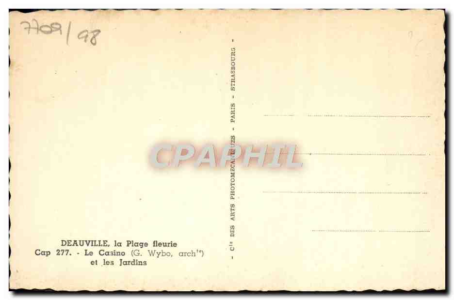 Deauville, la Plage fleurie — Le Casino et les Jardins — Cie des Arts Photomza Ruzs, Paris — Verso