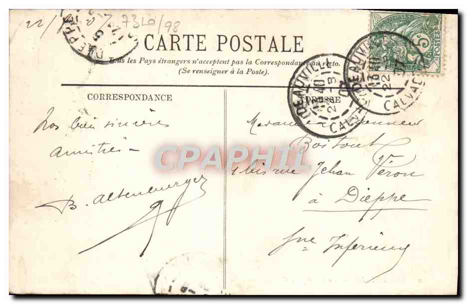CPA Deauville Le champ de courses Hippisme chevaux — Verso