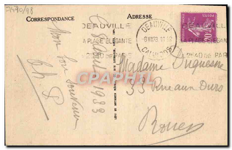 Deauville. La Plage Fleurie. Le Chemin de Planches et la Plage — LL, n° 217 — Back