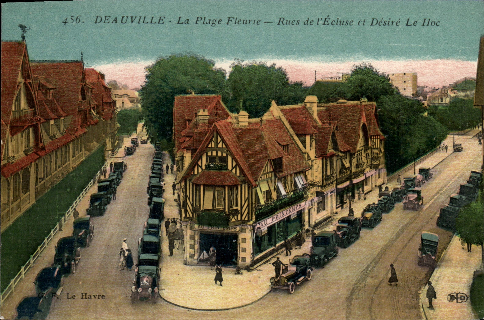 CPA Deauville La plage fleurie rues de l'ecluse et desire le hoc Au Printemps