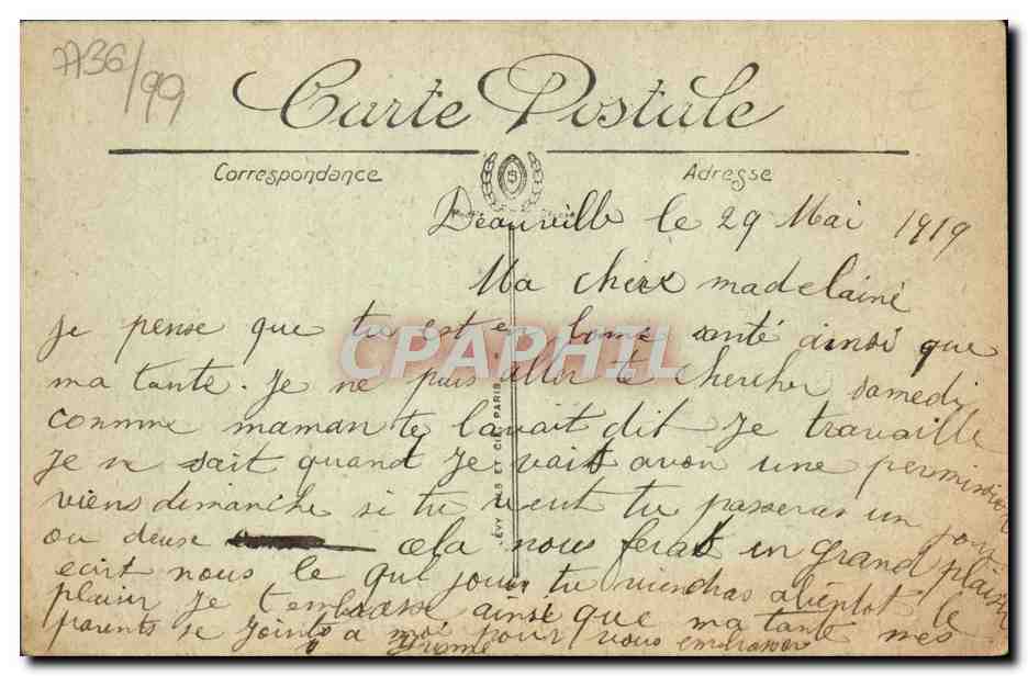 CPA Deauville Le casino et la terrasse — Verso