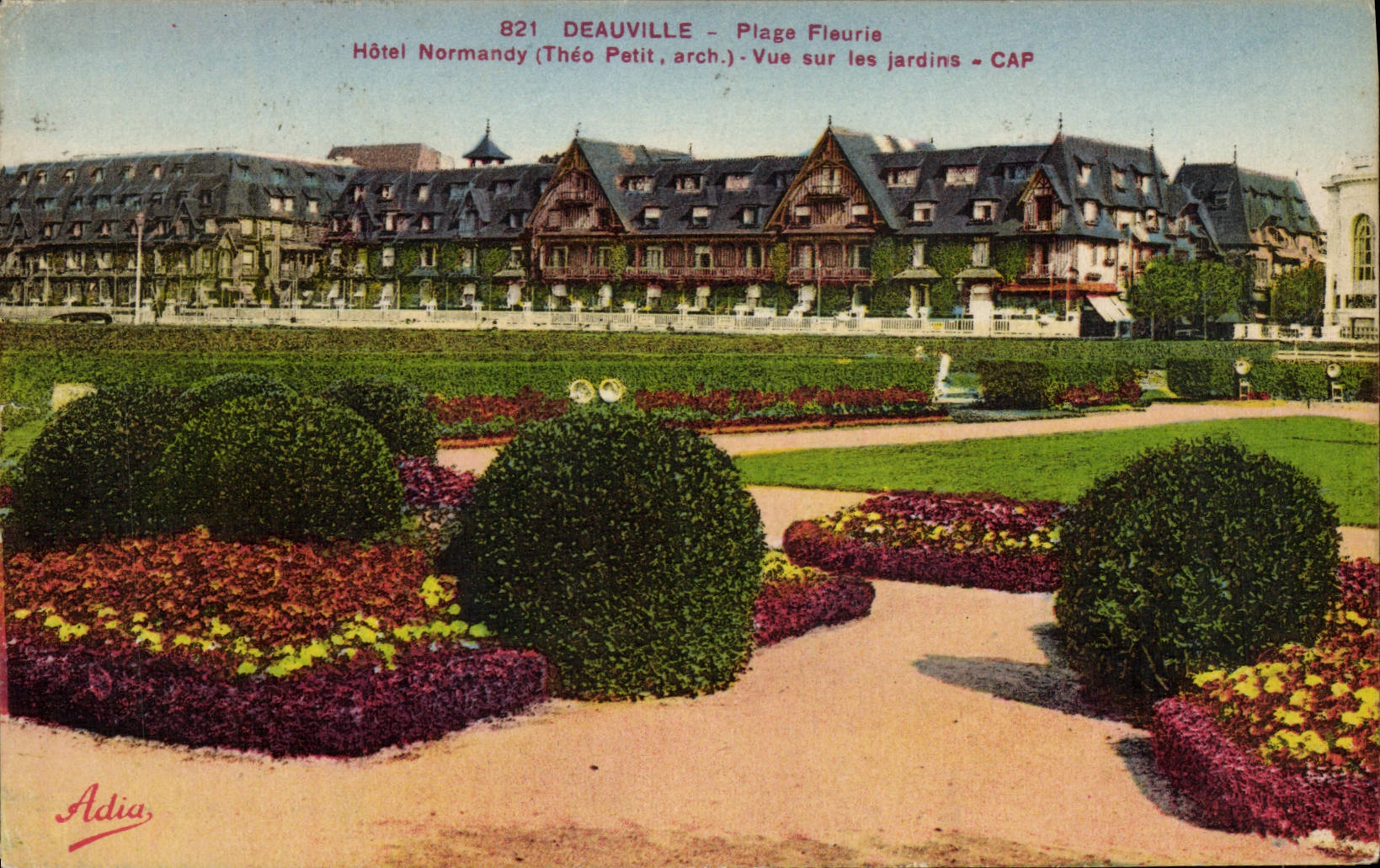 Deauville - Plage Fleurie - Hôtel Normandy (Théo Petit, arch.) - Vue sur les jardins - CAP