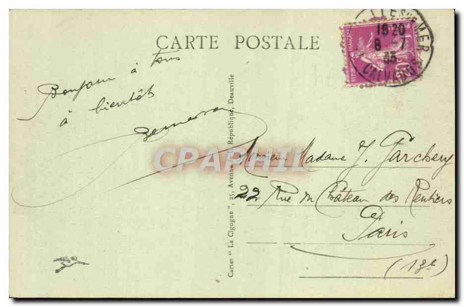 CPA Deauville La Reine des Plages Topsy Bar — Verso