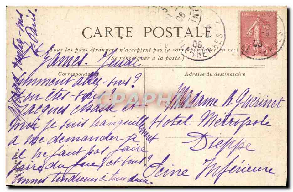 CPA Trouville Hotel des Roches Noires  — Rückseite