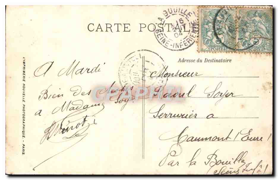CPA Trouville Les Jetees Bateau — Verso
