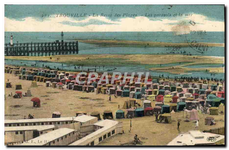 TROUVILLE - La Reine des Plages - Les parasols et la mer — G. F., Le Havre, n° 281