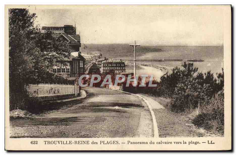 CPA Trouville Reine des Plages Panorama du Calvaire Vers la Plage