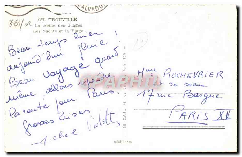 CPA Trouville La reine des plages Les yachts et la plage Bateau — Verso