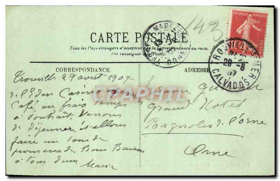 CPA Trouville Debarquement du Bateau du Havre — Verso