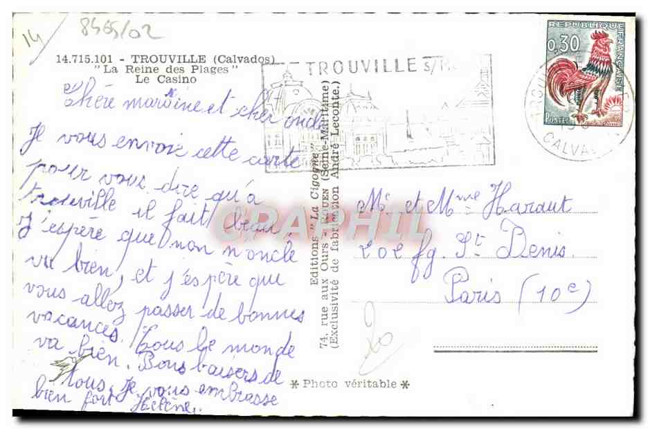 CPM Trouville Sur Mer Le casino Station essence Shell  — Verso