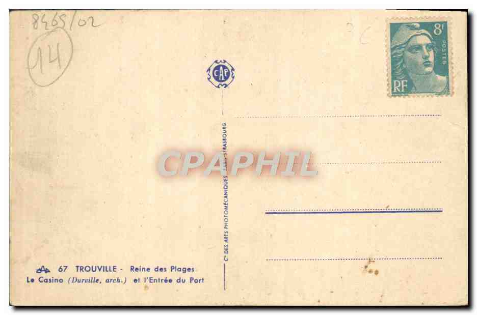 CPA Trouville Le casino et l'entree du port  — Rückseite
