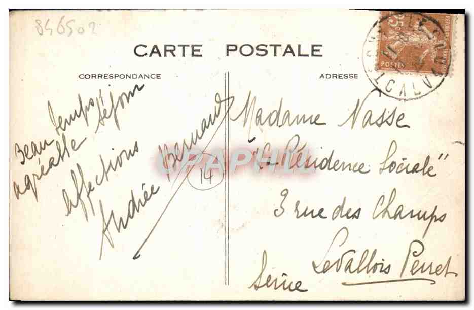 CPA Trouville Le Casino et la jetee Bateau — Verso