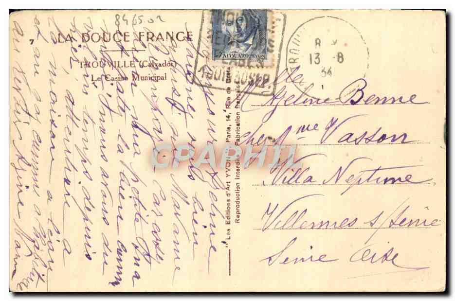 CPA Trouville Reine Des Plages Le Casino municipal — Back
