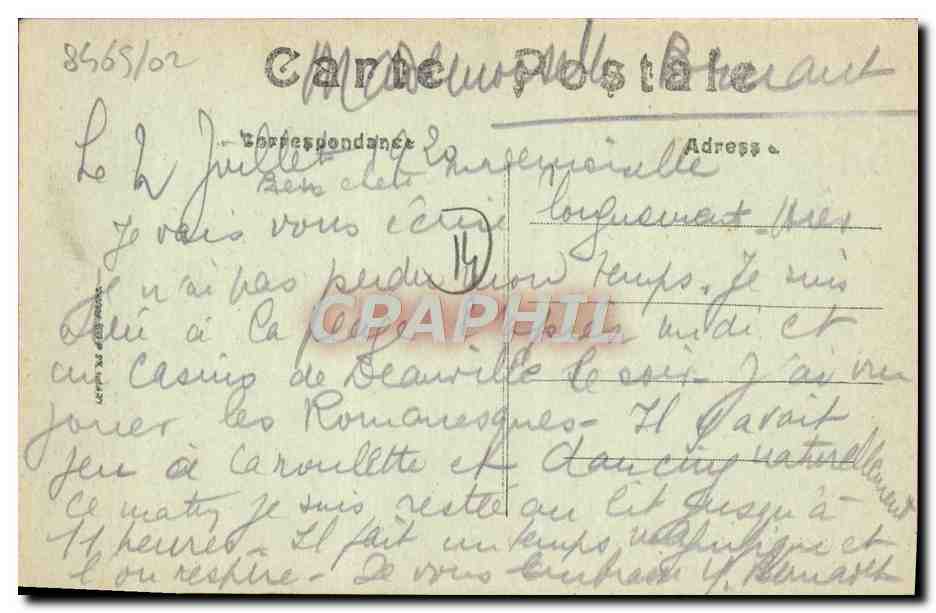CPA Trouville Le Casino  — Rückseite