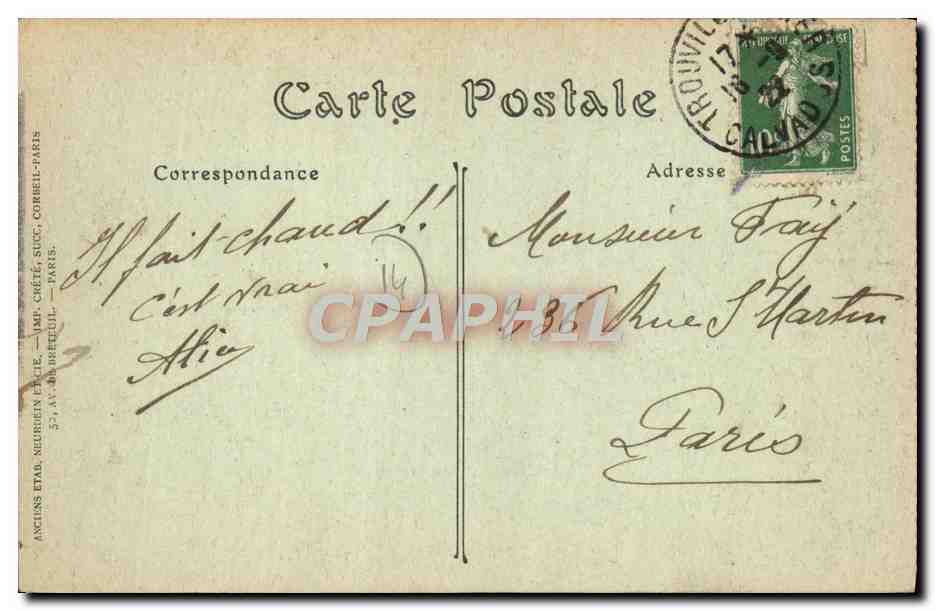 CPA Trouville Sur Mer Trouville Palace — Verso