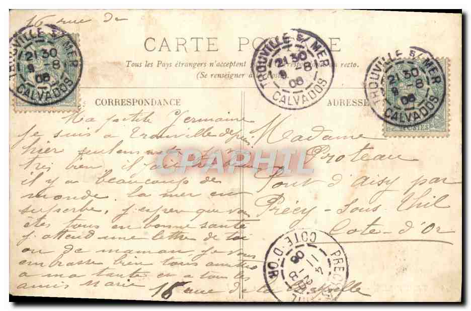 CPA Trouville La Plage a L'Heure des Bains — Verso
