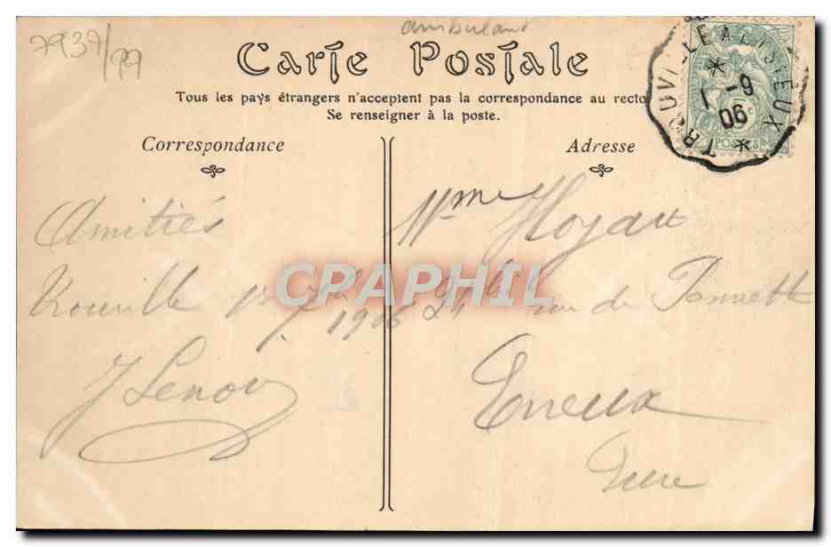 CPA Trouville La Plage a L'Heure des Bains — Verso