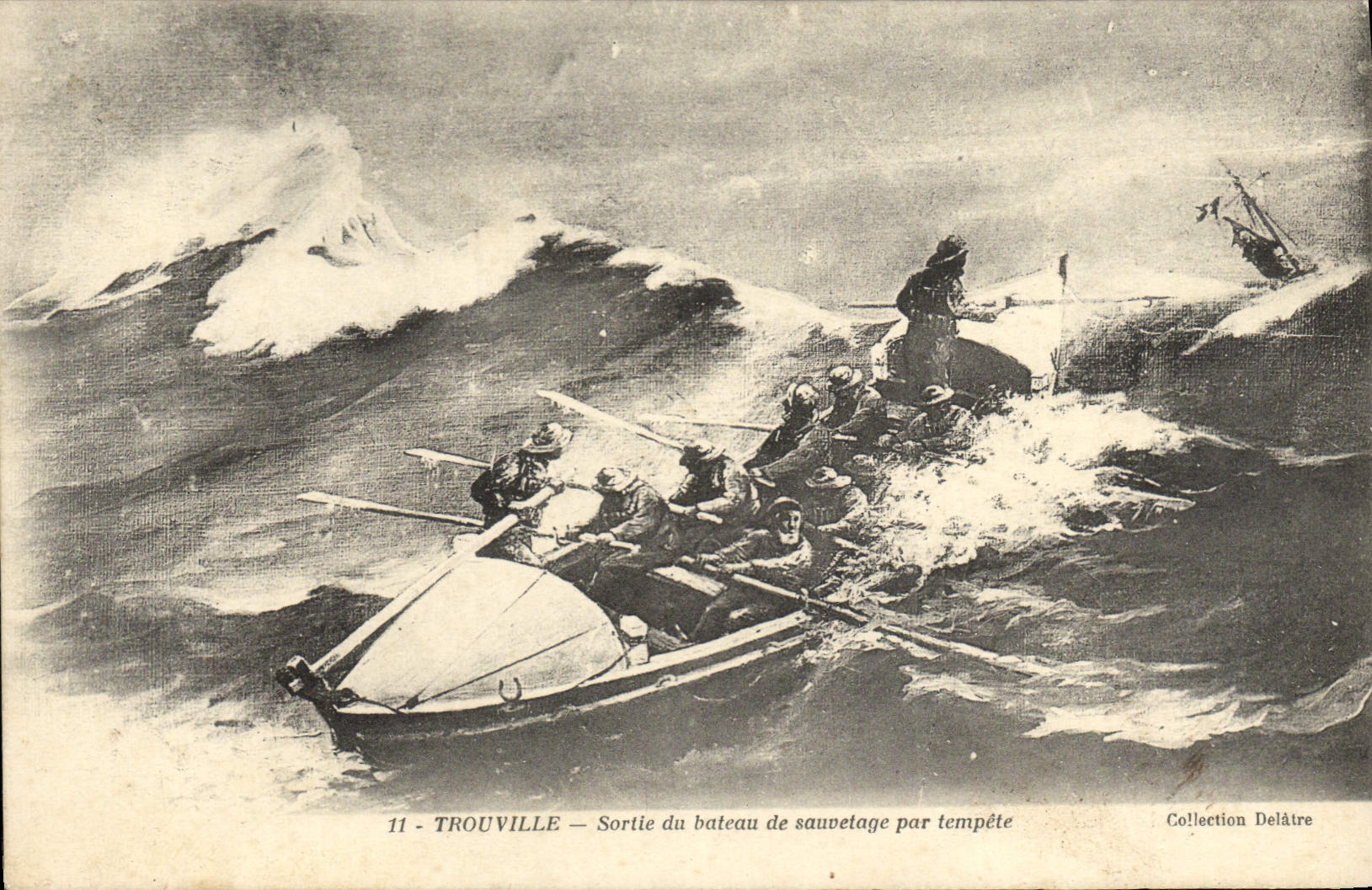 CPA Trouville Sortie du Bateau de Sauvetage Par Tempete