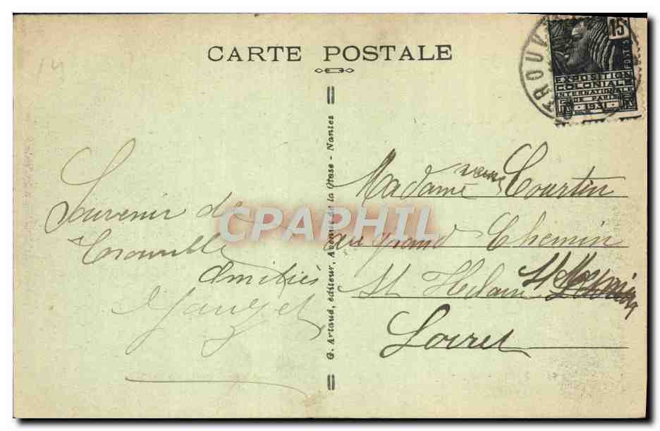 CPA Trouville La reine des plages le calvaire route de la corniche  — Verso
