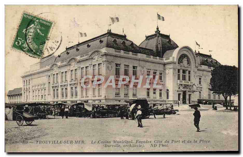 CPA Trouville Sur mer La casino municipal Facades Cote du port et de la place