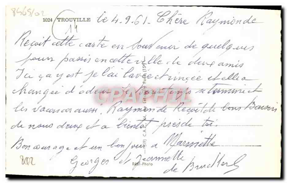 CPM Trouville Casino Piscine Bassin des yachts — Verso