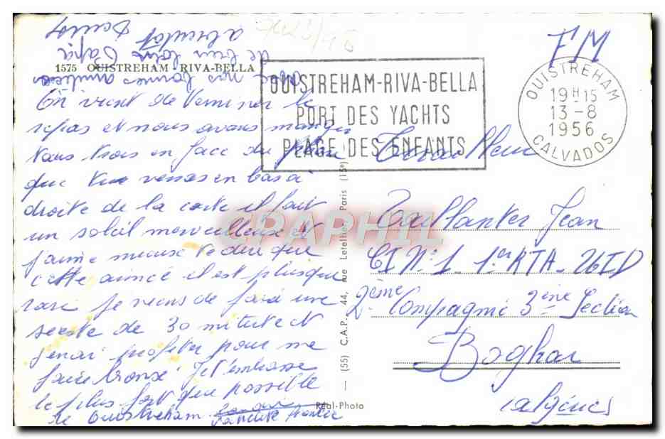 Ouistreham-Riva-Bella — vue panoramique du canal, du port et de la plage — éditeur Riva-Bella — Verso