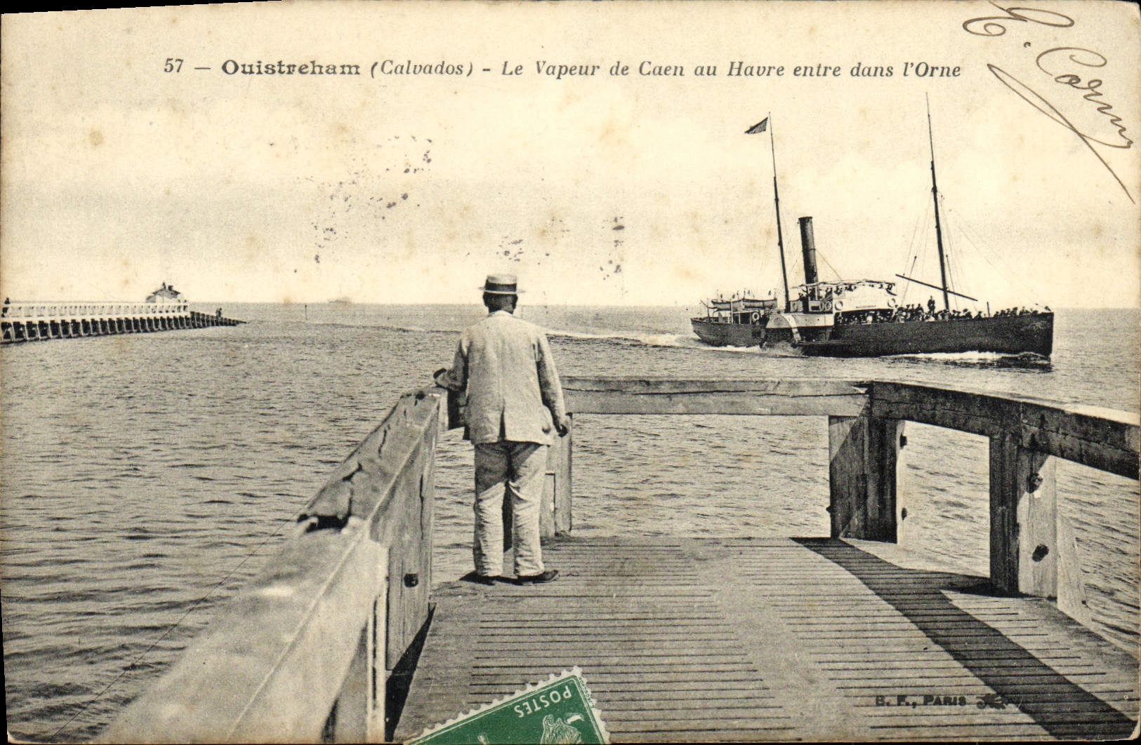 Ouistreham (Calvados) — Le Vapeur de Caen au Havre entre dans l'Orne — B.E. PARIS