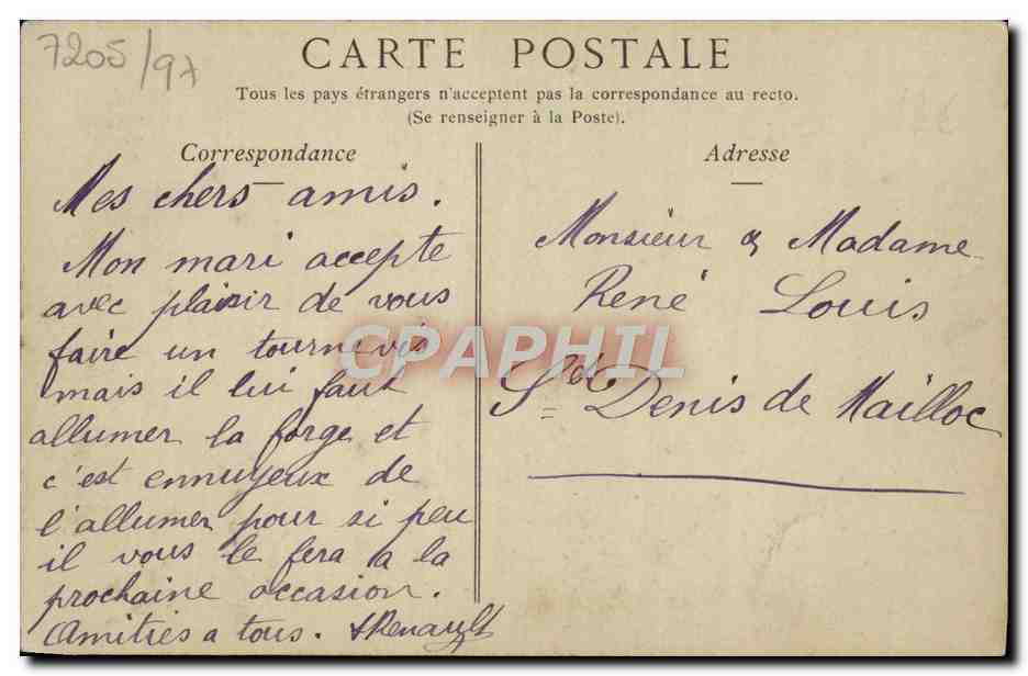 CPA Orbec La halle aux grains et la rue carnot — Back