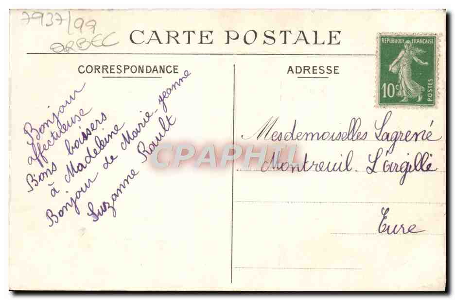 CPA Orbec Pensionnat notre dame salle de musique Piano — Back