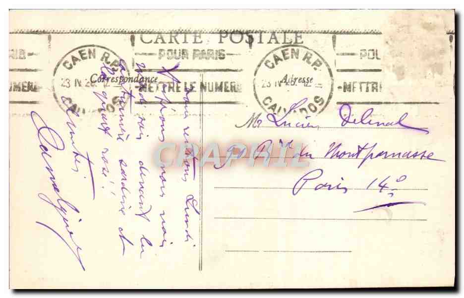 Monts-en-Bessin — Le Vieux Château — Éditeur non identifié, n° de série non visible — Verso