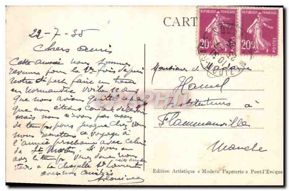 CPA La Normandie Pont I'Eveque L'ancienne Sous Prefecture Ancien Hotel de ville  — Rückseite