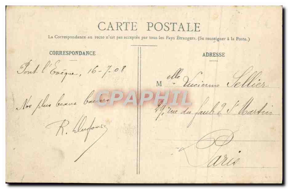 CPA Pont L'Eveque Vue prise de l'herbage des Hunieres Vaches — Rückseite