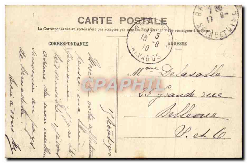 CPA Pont L'Eveque Vue prise de l'herbage des Hunieres Vaches — Rückseite