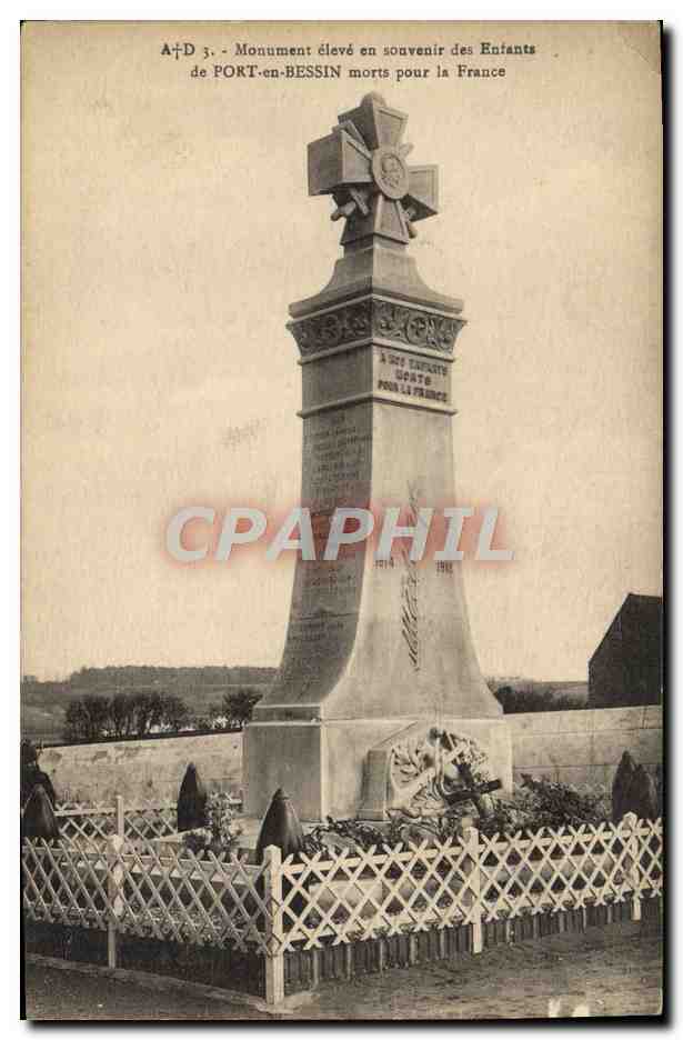CPA Monument eleve en souvenir des entants de Port En Bessin morts pour la france Militaria