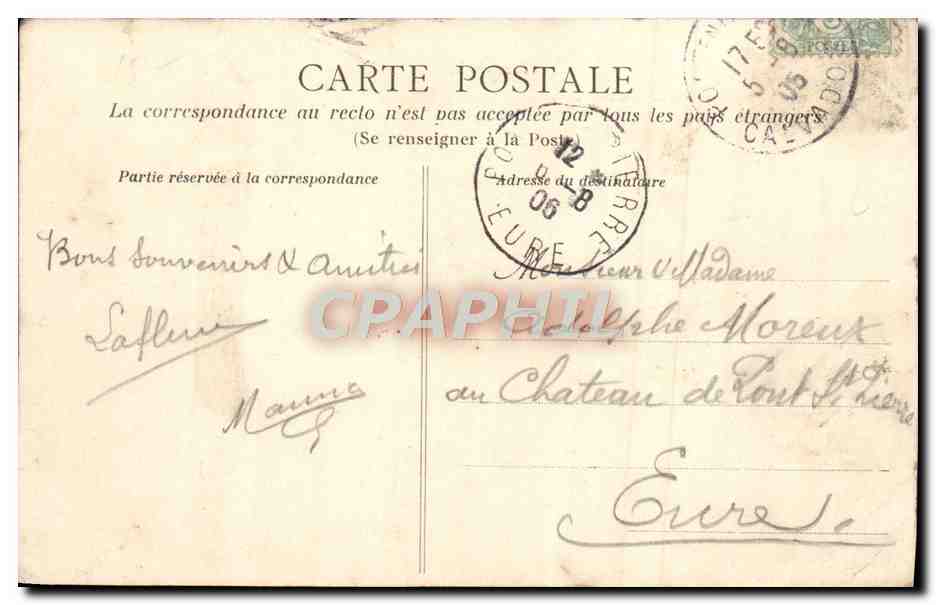 Le Tréport - La ville et les falaises — vue sur le golfe du Calvados jusqu'à Trouville et le Havre — A.D. éditeur — Verso