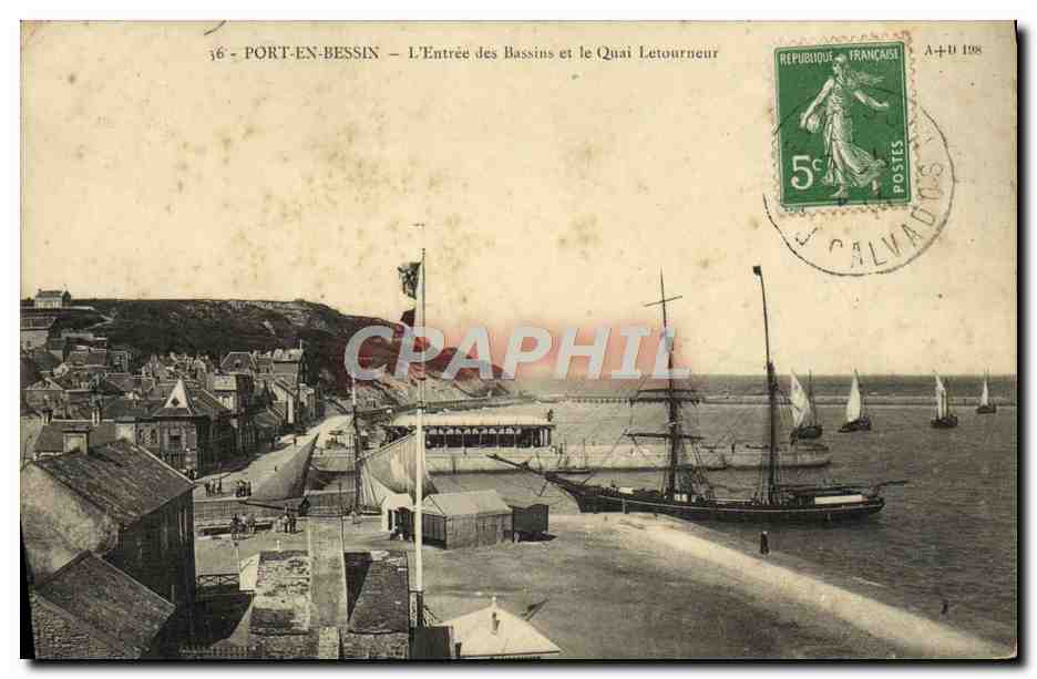 Port-en-Bessin — L'Entrée des Bassins et le Quai Letourneur — A. Dubosq, Calvados, n°36
