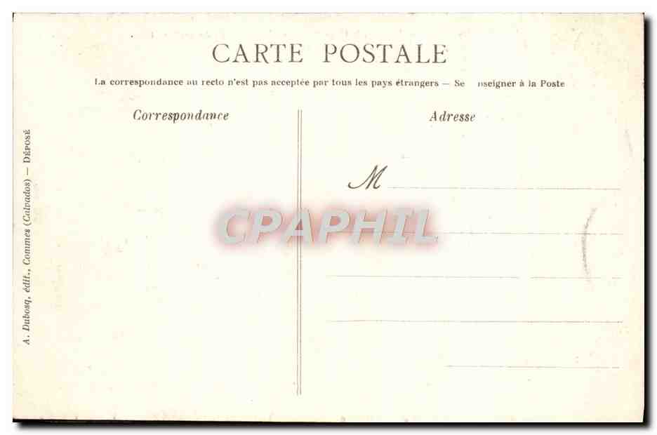 Port-en-Bessin — La Tour Vauban, la Poissonnerie et l'Avant-Port. Au premier plan, près des enfants, l'éboulement des falaises — A. D. 204 — Rückseite