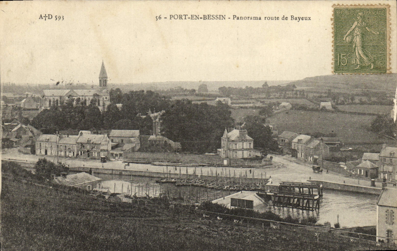 Port-en-Bessin — Panorama route de Bayeux — A+D 593