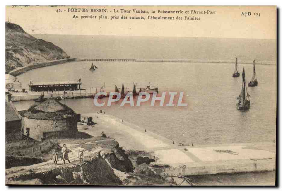Port-en-Bessin — La Tour Vauban, la Poissonnerie et l'Avant-Port — A+D 204
