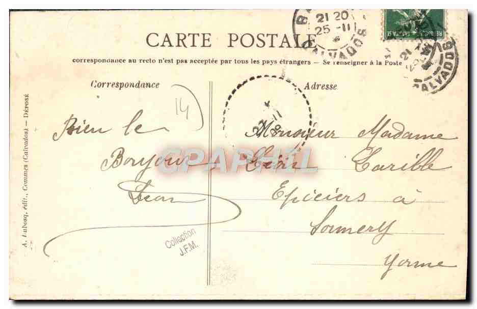CPA Port En Bessin Pendant la tempete Bateau — Verso