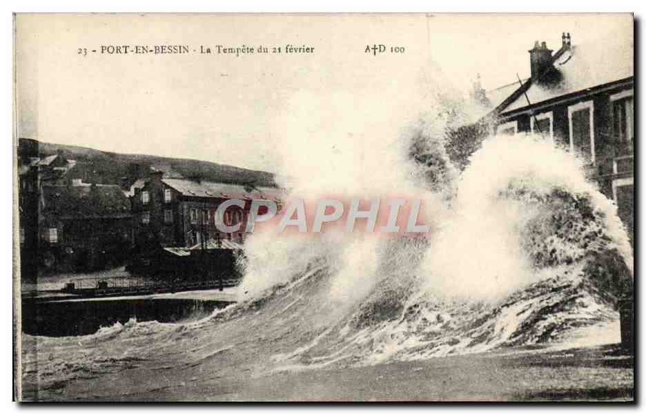 CPA Port En Bessin La tempete du 21 fevrier