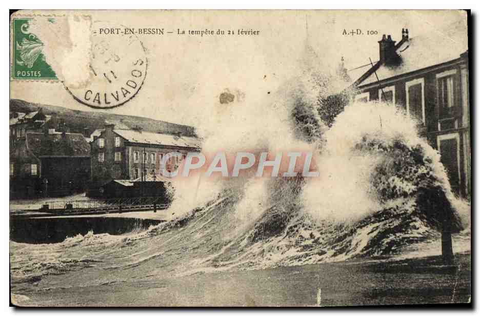 CPA Port En Bessin La tempete du 21 fevrier